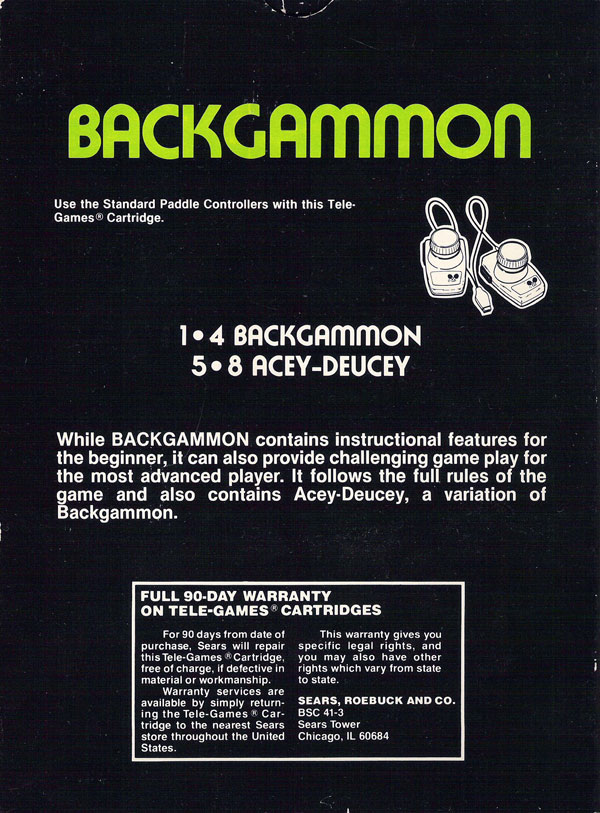 Backgammon - Box Back