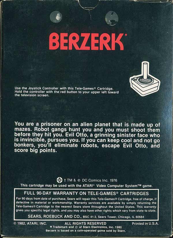 Berzerk - Box Back
