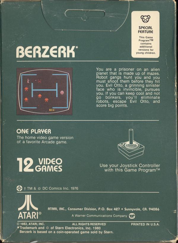 Berzerk - Box Back