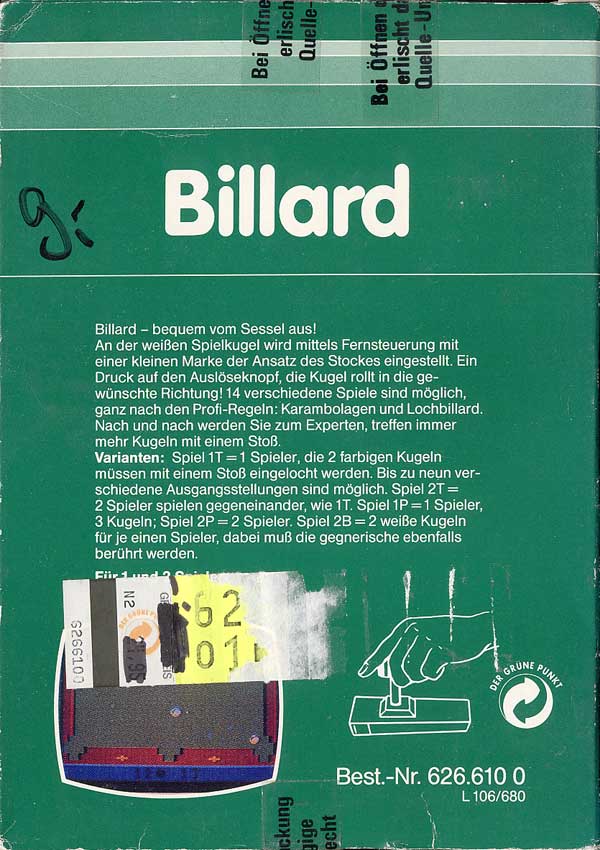 Billard - Box Back
