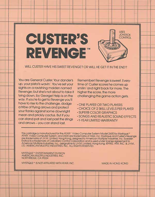 Custer's Revenge - Box Back