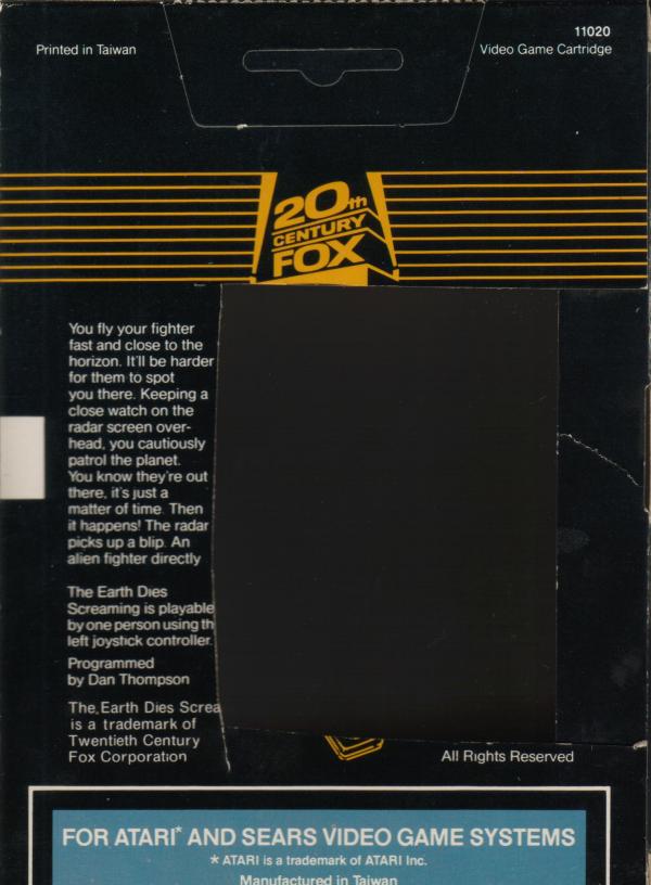 Earth Dies Screaming - Box Back