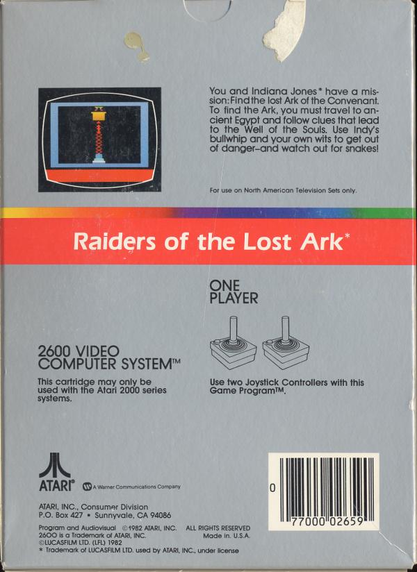 Raiders of the Lost Ark - Box Back