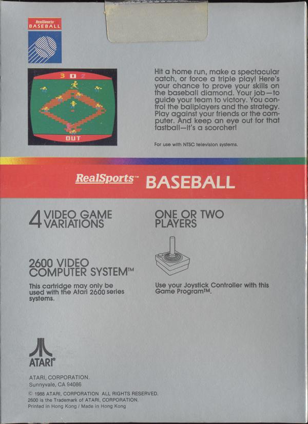 RealSports Baseball - Box Back