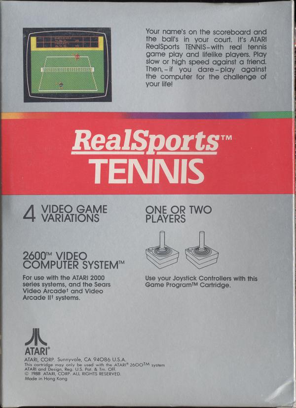 RealSports Tennis - Box Back
