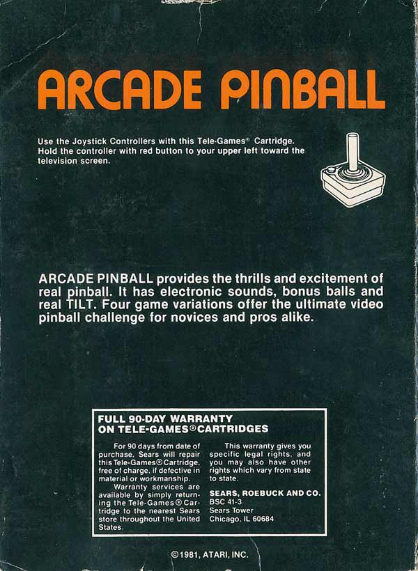 Arcade Pinball - Box Back