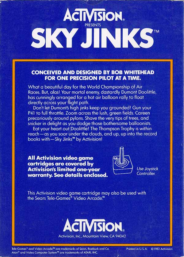 Sky Jinks - Box Back