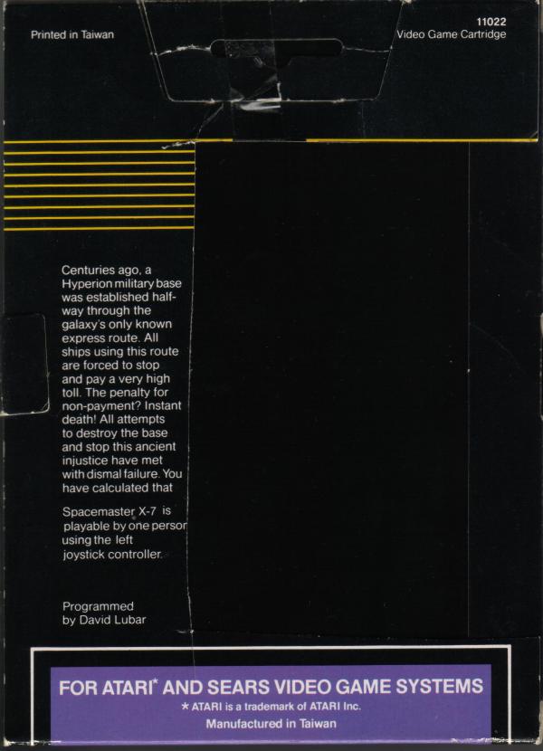 Spacemaster X-7 - Box Back