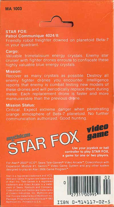 Star Fox - Box Back