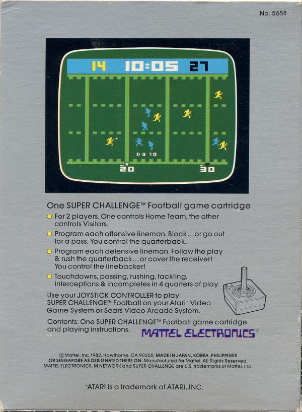 Super Challenge Football - Box Back