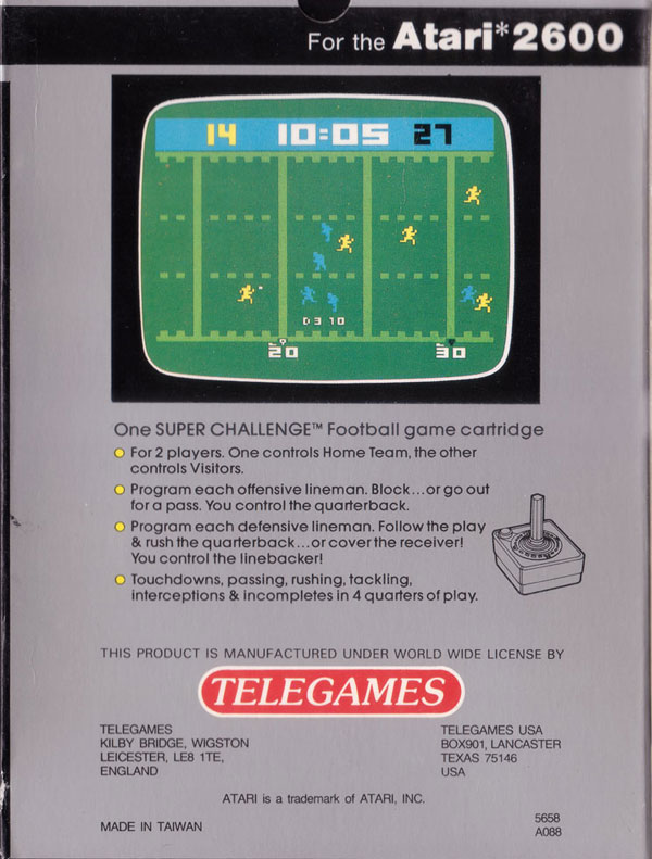 Super Challenge Football - Box Back