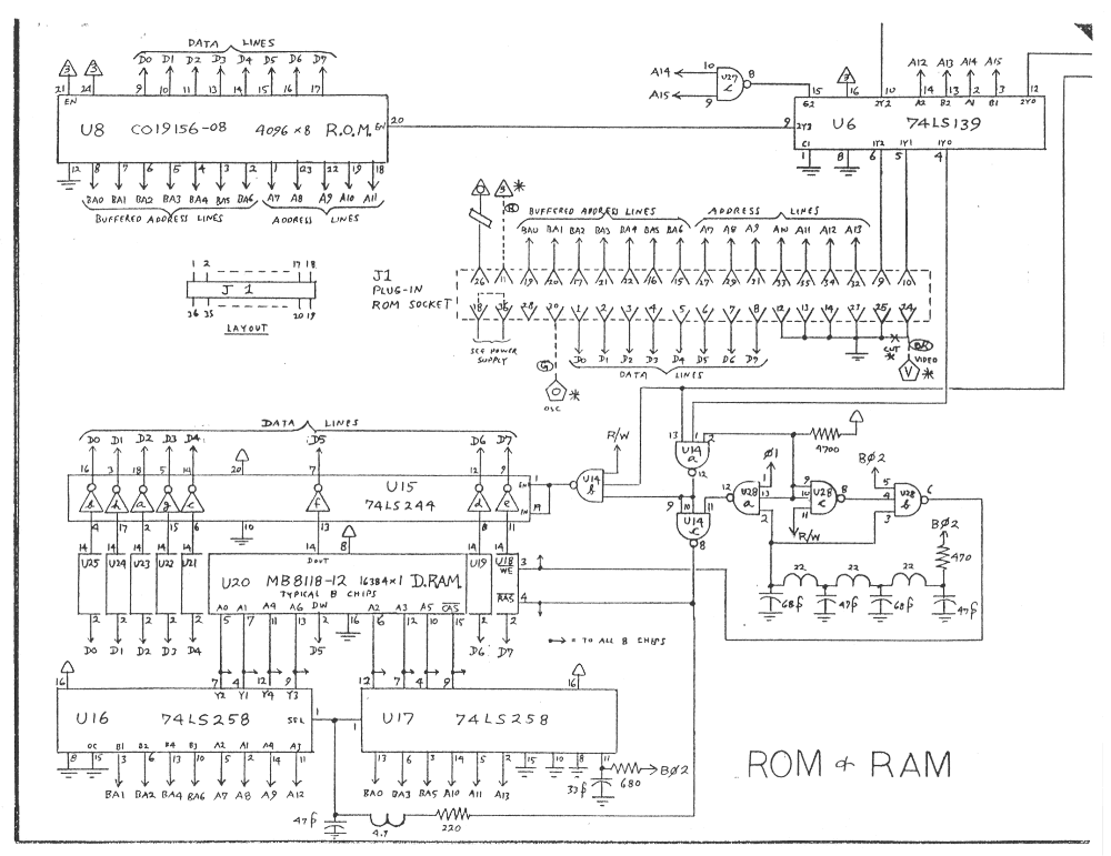 Atari 5200 Board ROM/RAM Schematic