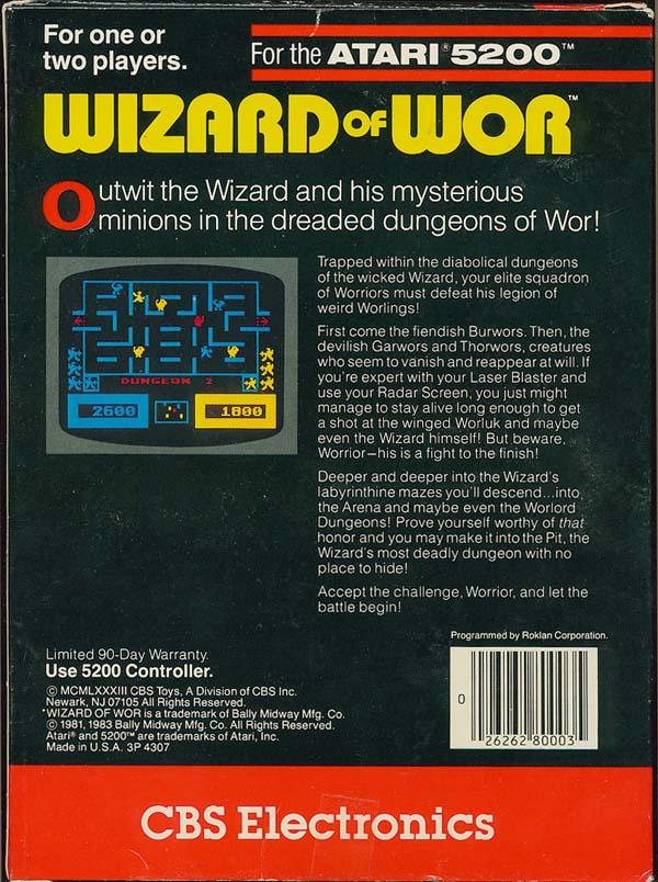 Wizard of Wor - Box Back