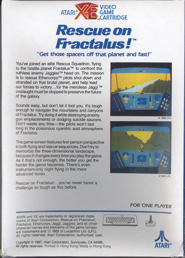 Rescue on Fractalus - Box Back