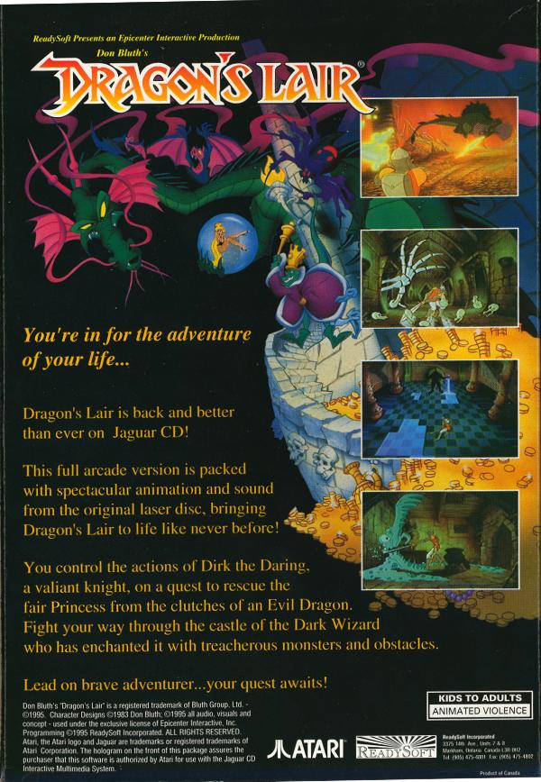 Dragon's Lair - Box Back