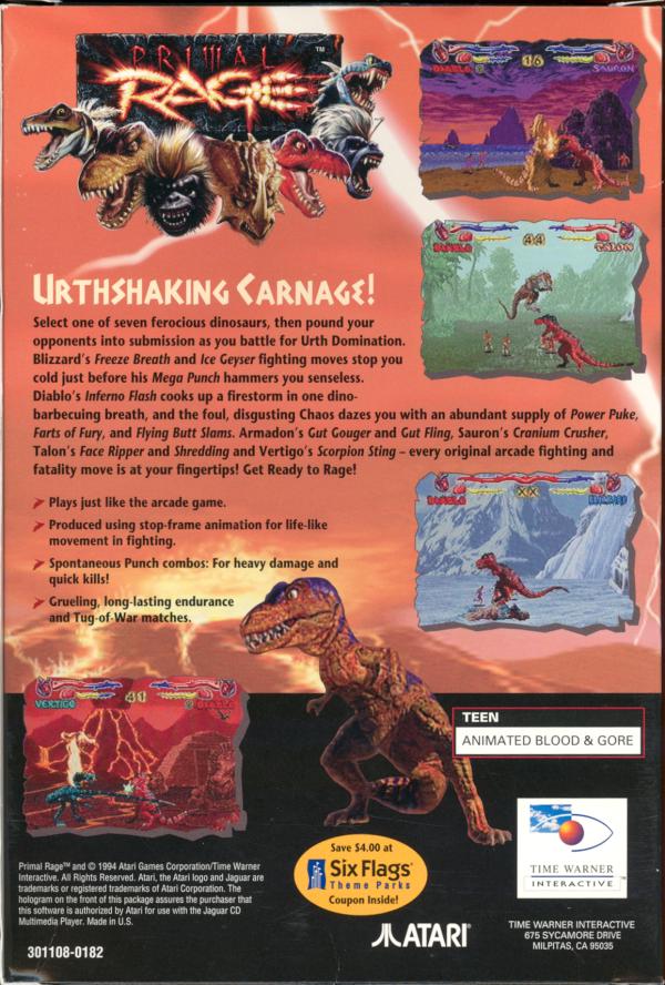 Primal Rage - Box Back