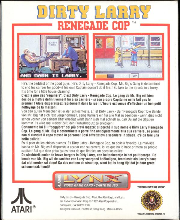 Dirty Larry: Renegade Cop - Box Back