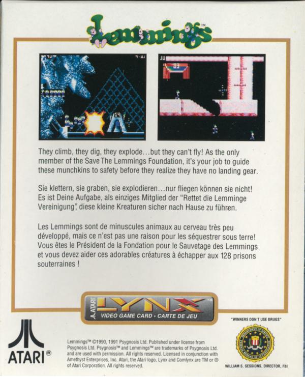 Lemmings - Box Back