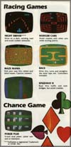 Page 6, Dodger Cars, Maze Mania, Night Driver, Poker Plus, Race, Speedway II
